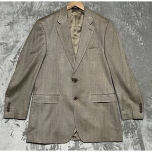 Ralph Ralph Lauren Blazer Sport Coat Mens Size 39L Beige 100% Silk Herringbone